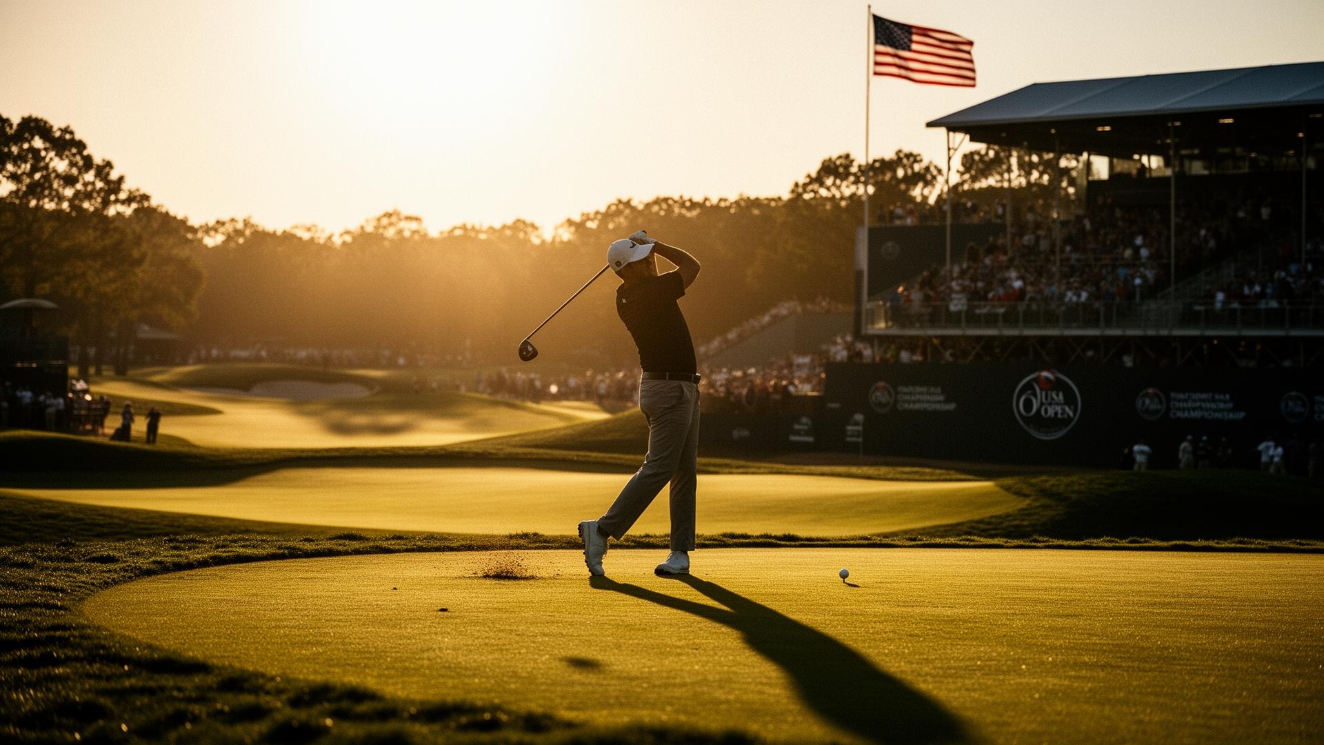 Spencer Tidbits striping a tee shot into the sunset at the U.S. Open
